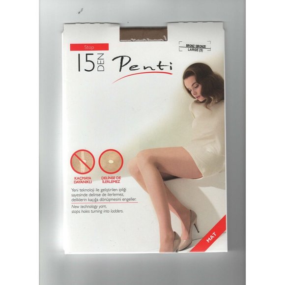 Penti Stop 15 Den Bronze Large #3 Mat New Tech Hole Stop Elegant Tights 3839 - Picture 10 of 10